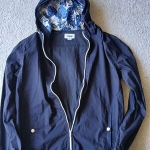 Craft-Flow Voyage Blue Floral Hooded Jacket Full Zip Snap Button Small Natical